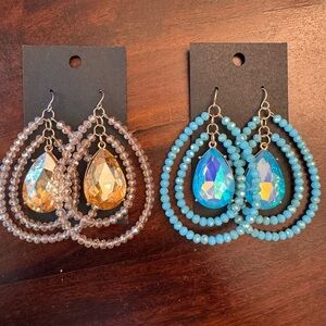 Elegant Crystal Teardrop Earrings Set